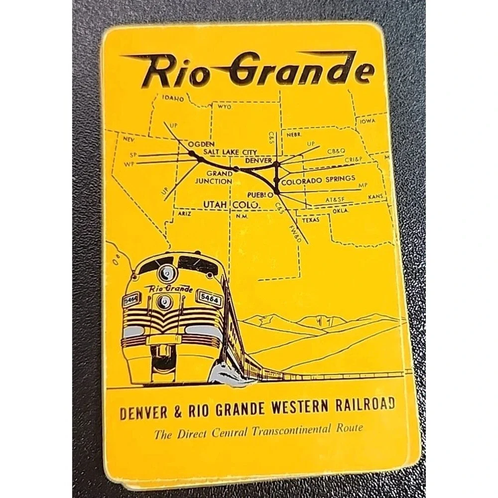 Vintage playing card DENVER and RIO GRANDE WESTERN RAILROAD orange train Picture